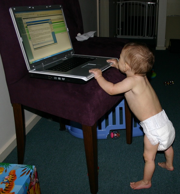 Hunter using Dads laptop